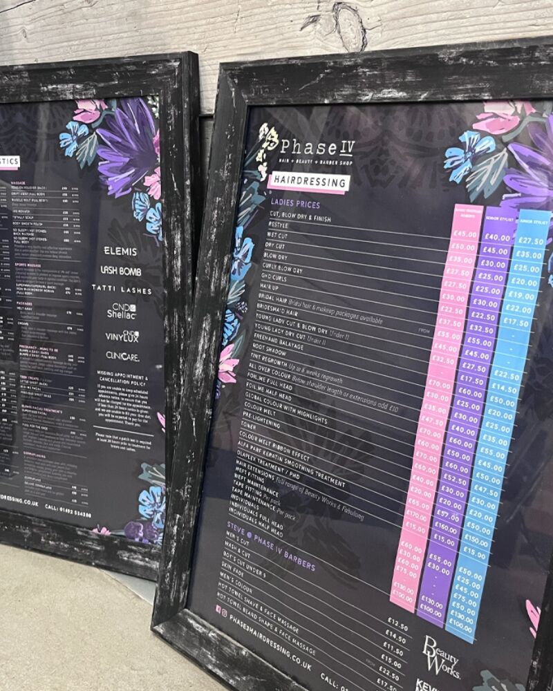 Phase IV landscape A3 price lists